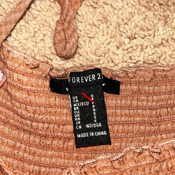 Brown puffy sleeve crop top from Forever 21 size small - Picture 3 of 3